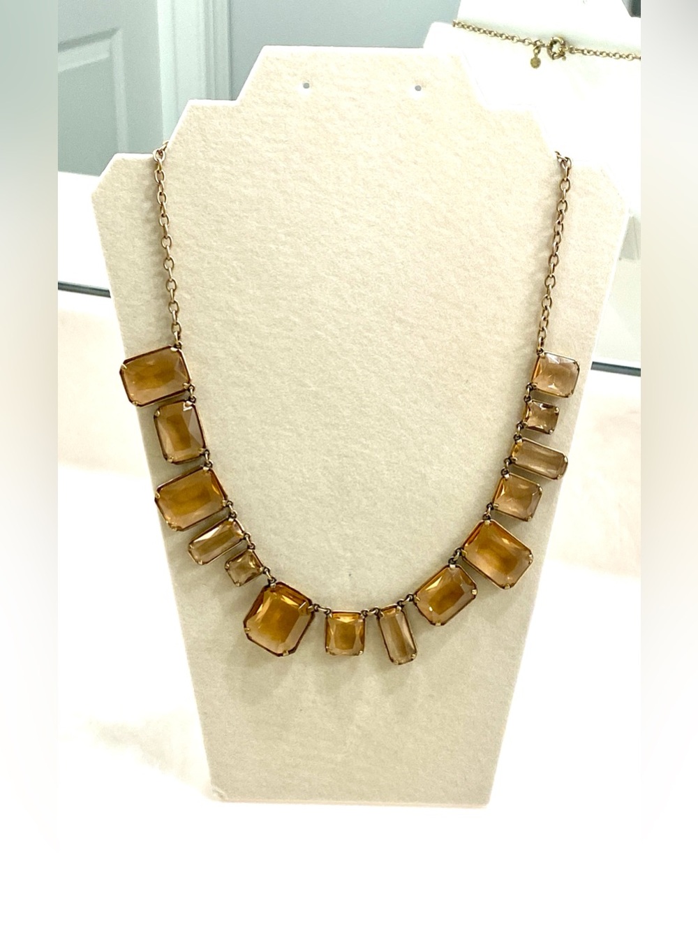 J. Crew Gold-Tone Luminous Amber Rectangle Drop Necklace